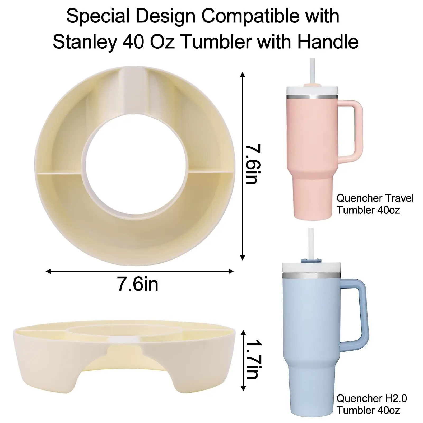 1 Pcs Snack Bowl for Stanley Cup Tumbler Snack Tray 40oz Tumbler with Handle Reusable Snack Plates Container Cup Accessories 6