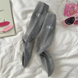 Women's Pink Mid - Tube Cotton Sports Socks - Spring/Autumn High Waist Style - EU 36 - 44 (GRAY)