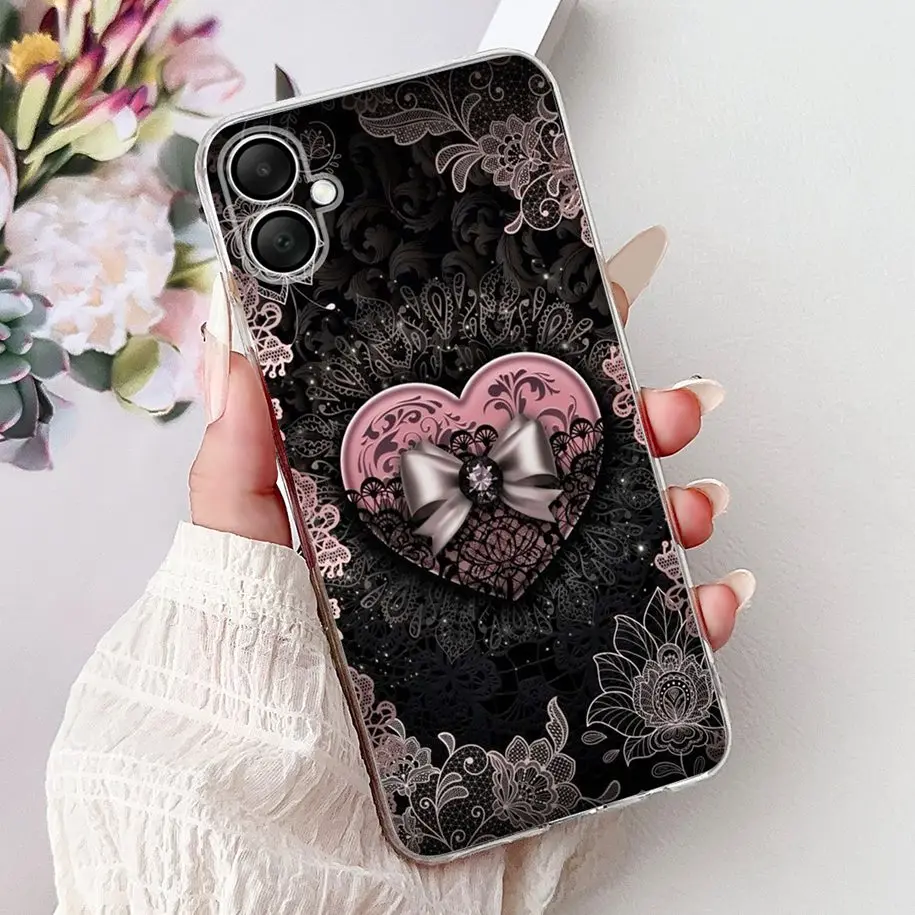 Floral Love Heart Soft Silicone Phone Case - Elegant TPU Cover