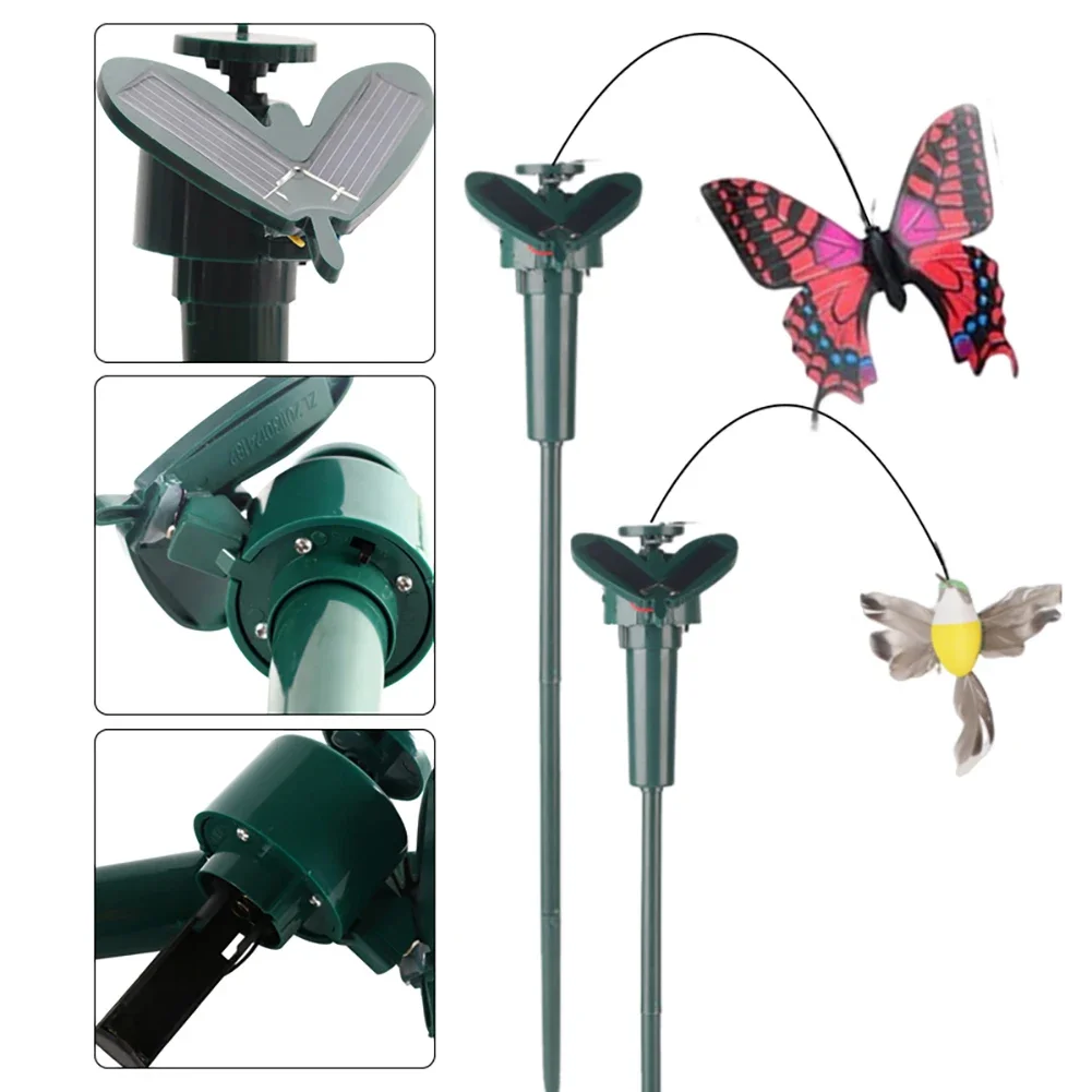 Solar Garden Dancing Ornament Solar Powered Flying Wobble Butterfly Bird Garden Stake for Patio Landscape Outside Ornament Decor