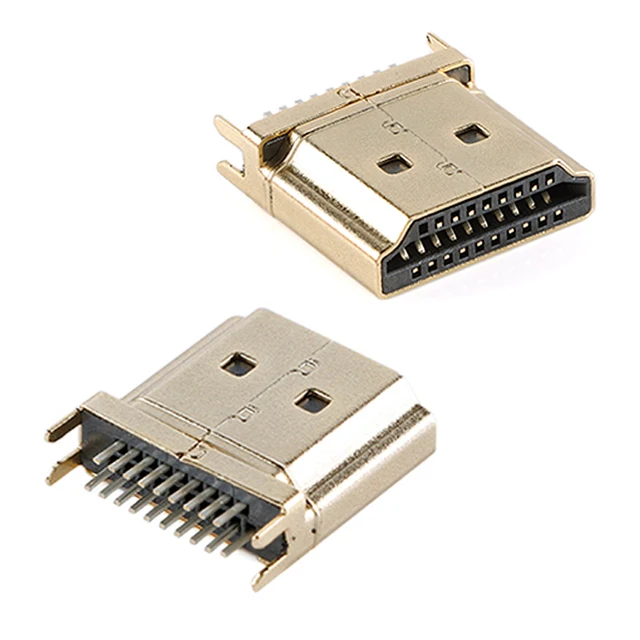19 Pin Male Plug Interface HDMI-compatible Connector gold-plated,2 Row Pins 19Pin 1.6MM Spacing for HD Equipment Socket 1