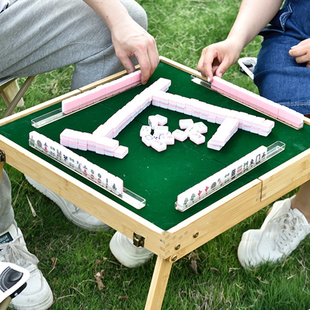 Travel Portable Mahjong Folding Table with Travel Mini Mahjong Set Portable Mahjong Game Kits Desk for Outdoor Camping Dormitory 3