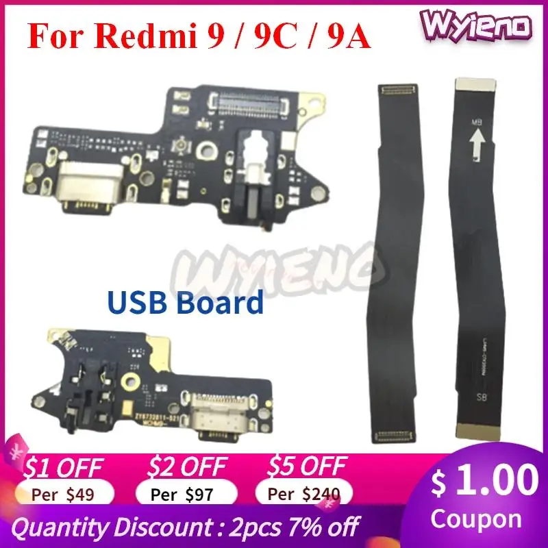 Wyieno для Xiaomi Redmi 9 9C 9A USB-порт зарядки док-станция разъем материнской платы гибкий