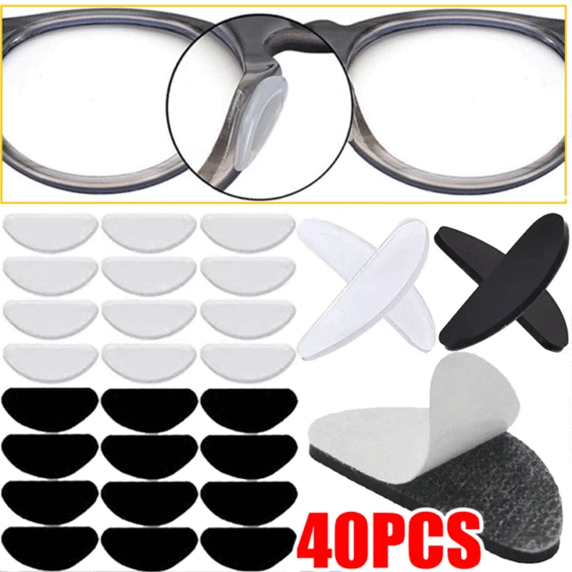 40PCS Adhesive Eye Glasses Nose Pads D Shape Anti-Slip Soft Silicone Nose Pads Glasses Eyeglasses Eyewear Nose Pad Kit