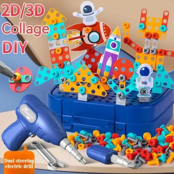 WizKidz - DIY STEM Construction Tool Set Electric Drill Screw Nut 3D Puzzle Creative Pretend Play Engineering Toys for 3+ Ages