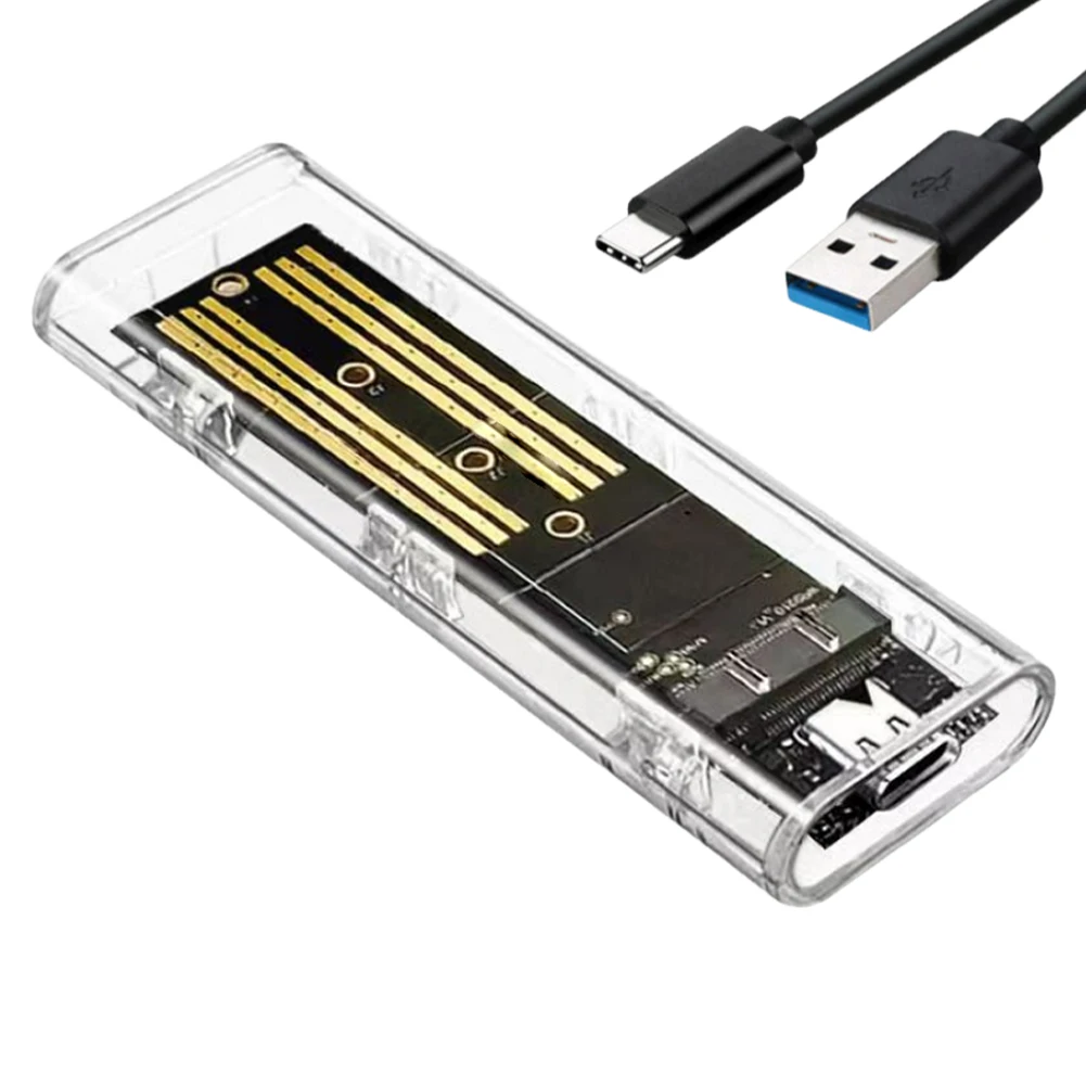External Hard Drive Case M.2 NGFF SATA Type C 3.1 Transparent External SSD Case 10Gbps SSD Enclosure External Adapter for 2230/2242/2260/2280
