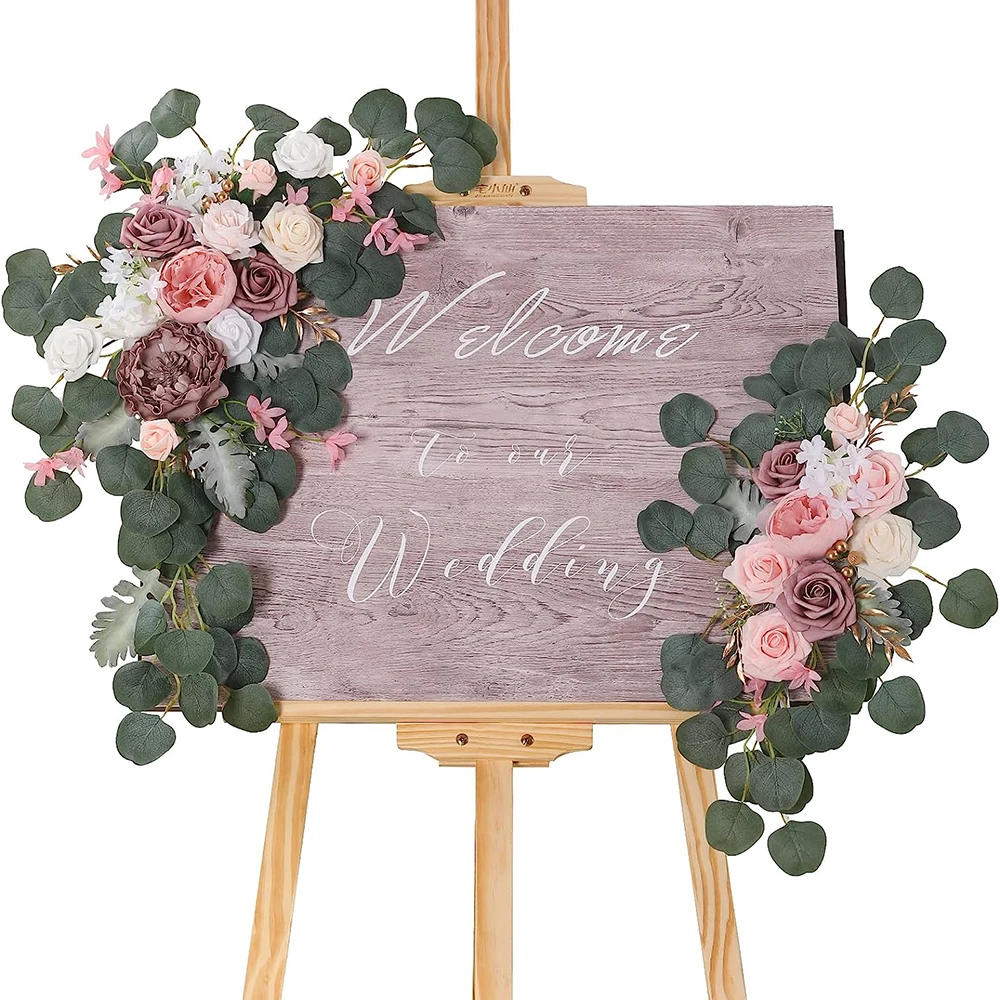 

Yannew Rustic Wedding Arch Flowers Artificial Floral Swag for DIY Wed Welcome Sign Backdrop Ceremony Sweetheart Table Decoration