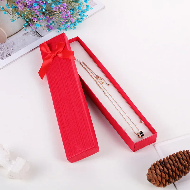 

5 PCS Fashion Valentine's Day Jewelry Gift Box Rectangular Necklace Bracelet Creative Cardboard Organizer Bow Packaging Box