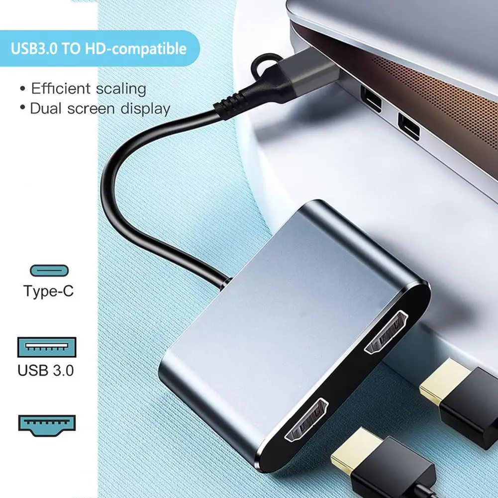 

Converter USB 3.0 Type-C To Dual 1080p HD Converter Notebook To Dual Port HDMI-compatible Same Screen Display Extension