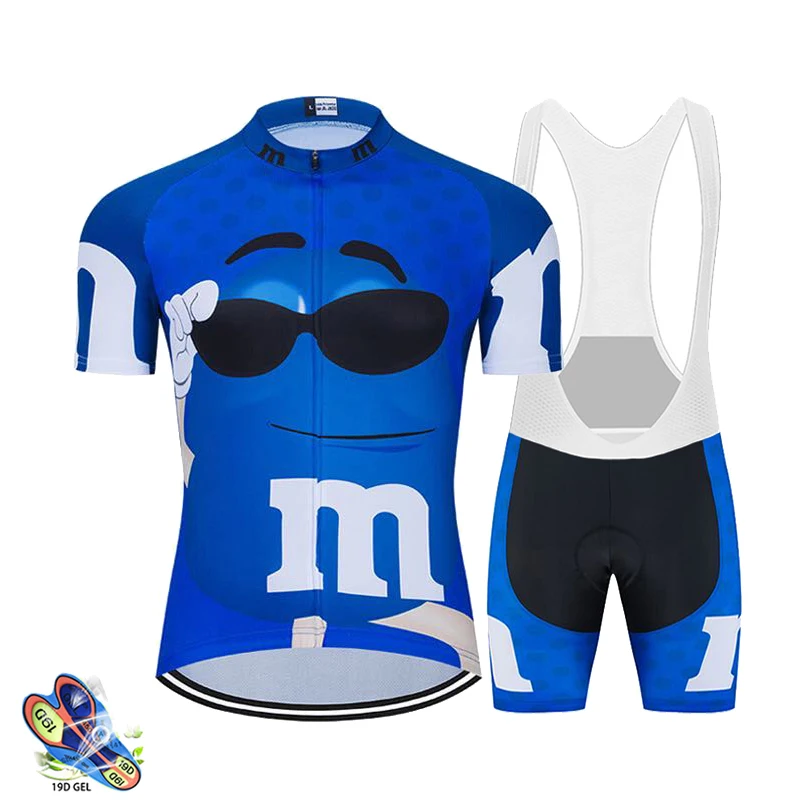 M Bean Team Short Sleeve Cycling Jersey Set Bib Shorts Men