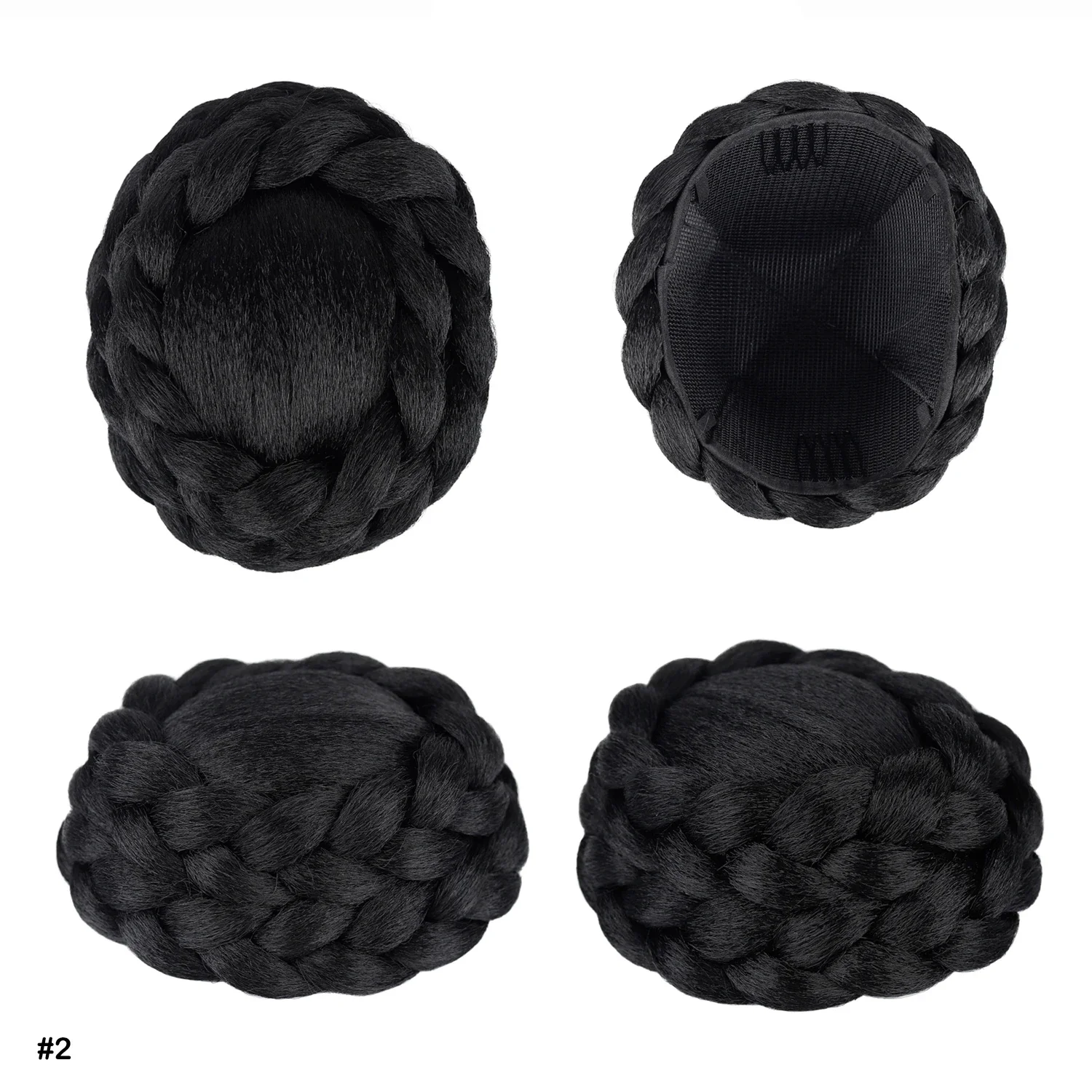 Chignon sintetico intrecciato con clip, accessorio per capelli da sposa, chignon finto vintage per acconciature a coda di cavallo da donna, ideale per Cheongsam - immagine 6