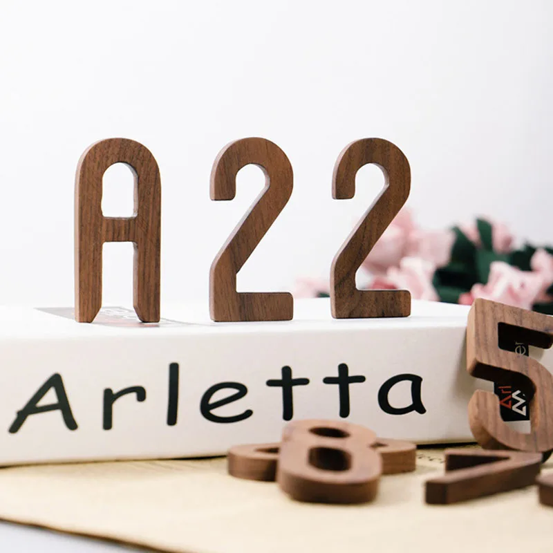 Walnut Wooden House Number 1PCS 3D Numeral Door Plaque