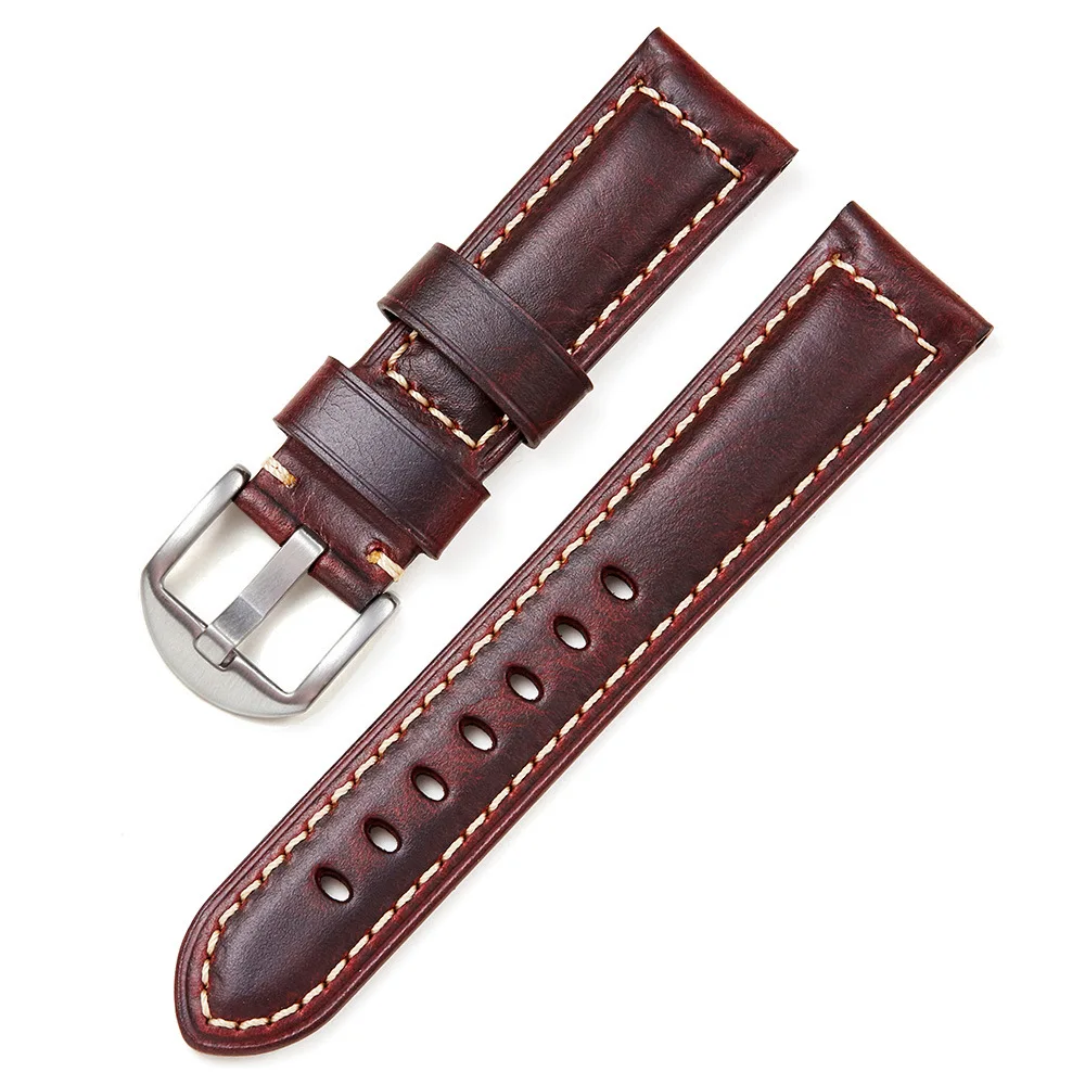 Vintage Leather Watch Bands - Red, Brown, and Black - Quick Release Replacement Strap for Men and Women, Various Sizes Available