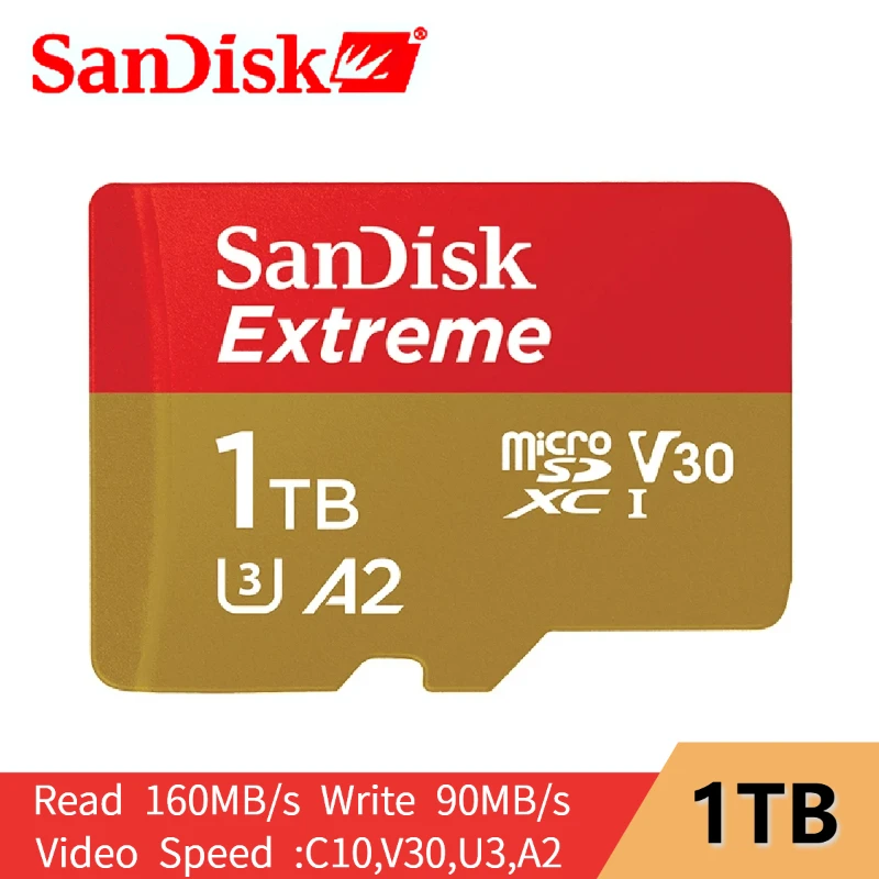 SanDisk Micro SD Card 512GB 1TB A2 Read Speed 160M/s Memory Card UHS-I TF Card U3 V30 Support 4K Extreme micro SD for drones memory card for phone Memory Cards