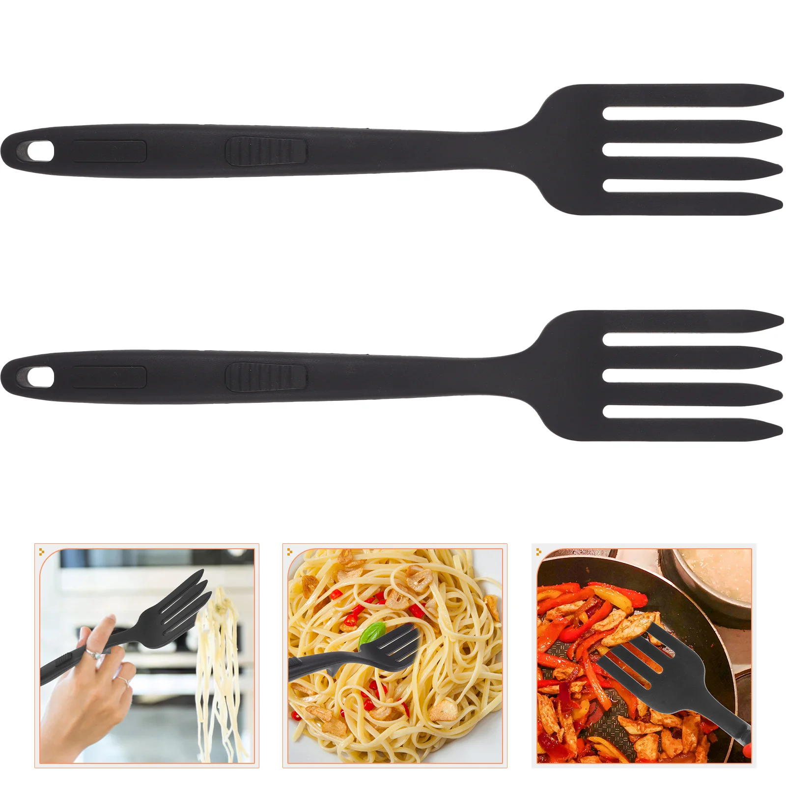 

2 Pcs Silicone Cooking Fork Food Kitchen Gadget Appliances Fried Noodles Spaghetti Long Silica Gel Practical Salad Forks