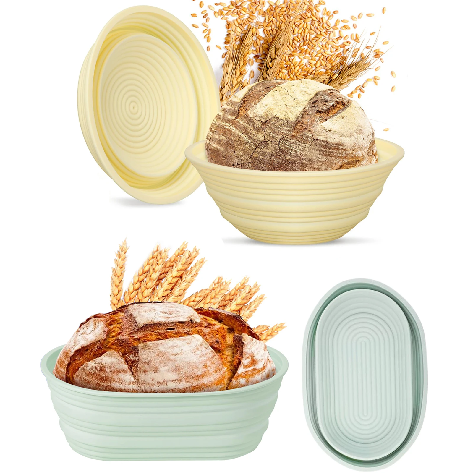 Fermentation Basket 1pc Foldable Silicone Sourdough Bread Proofing Baskets Sourdough Starter Kit Non-Stick Collapsible Washable Baking Bowl