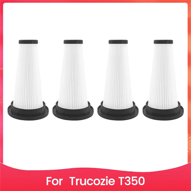 4-Pack HEPA Filter Replacement For Trucozie T350 Cordless Stick Vacuum Cleaner - Washable & Reusable