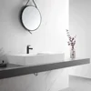 Bathroom Sink, Wall-Mount or On Countertop, 40" with Square Sink and Flat Space, Single Faucet Hole, Solid Surface 5