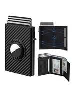 YATBEST Men's Card Bag With Air Tag Positioning Slot RFID Anti Theft Brush Ultra Thin Metal Wallet Credit Card Clip 1