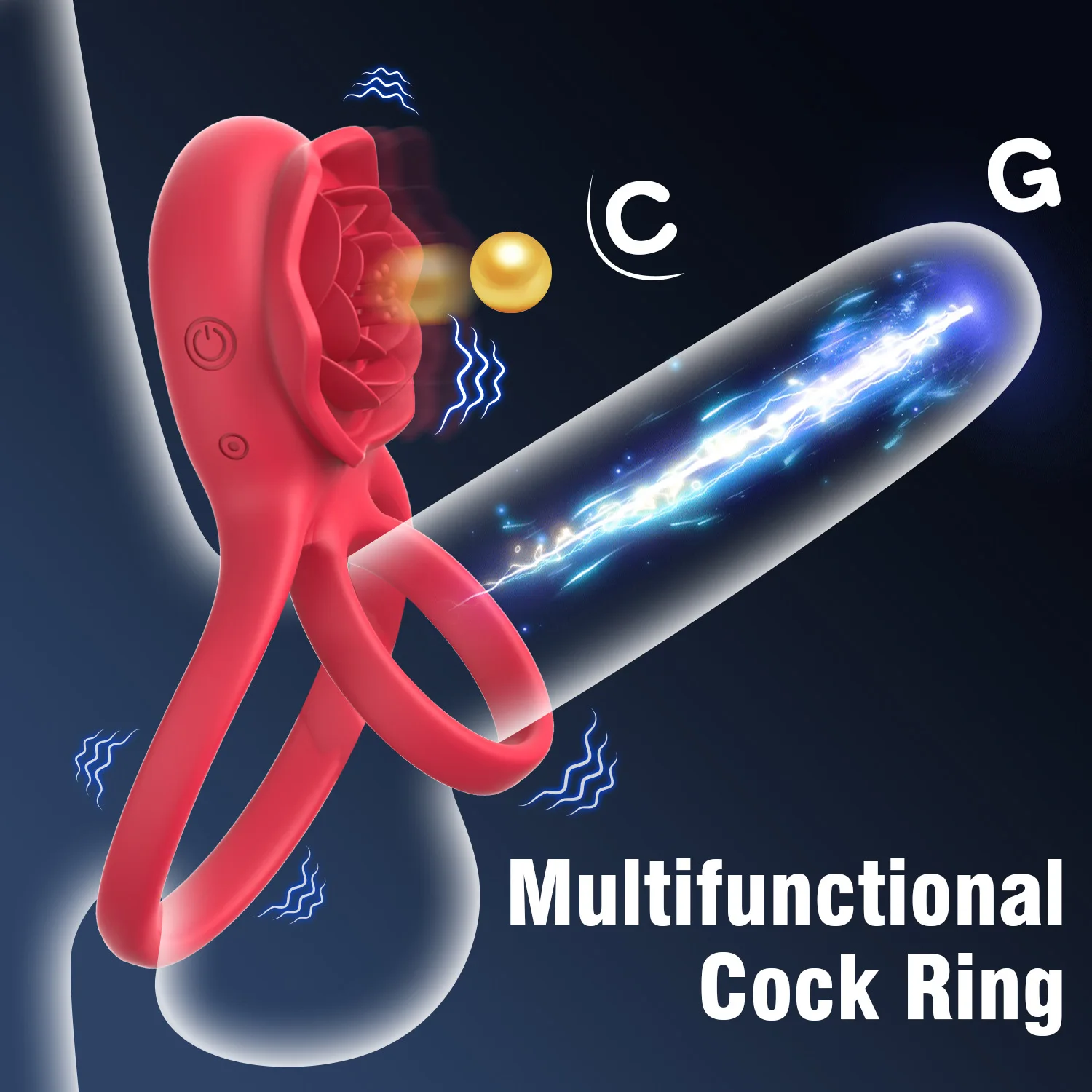 

Vibrating Cock Ring with Rose toy Clitoral Stimulator Pleasure Penis Ring Vibrator Couples Adult Sex Toys for Men Women