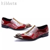 Man Formal Genuine Leather Dress Shoes Luxury Design Metal Pointed Toe Slip On Business Party and Wedding Oxford Shoes 6