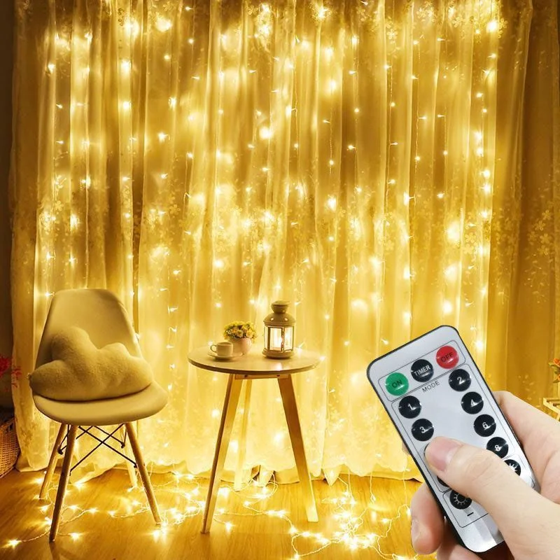 

6 Meters Curtain LED String Lights Christmas Decoration Garland USB Festoon Remote Control Fairy Garland Lights for Bedroom Home