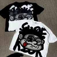 Vintage Big Face Graphic Print Cotton T-Shirt Men Y2K Summer Short Sleeves Vintage Oversize Tshirt Streetwear Women Tops 1