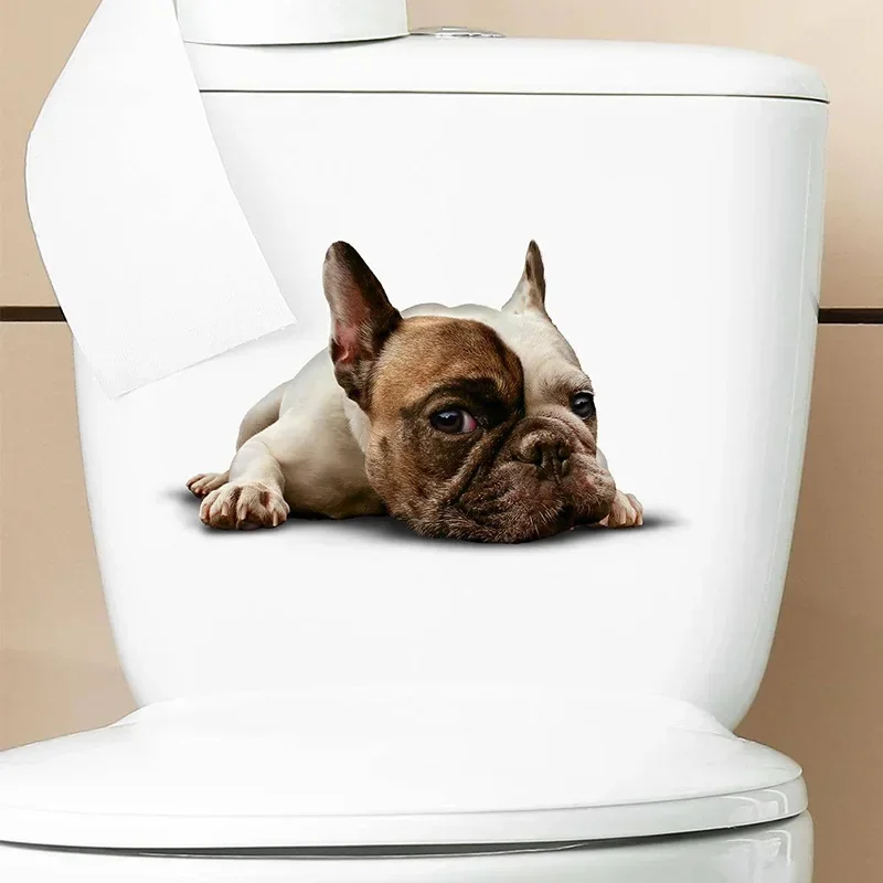 Cats 3D Wall Sticker Toilet Stickers Hole View Vivid Dogs Bathroom For Home Decoration Animals Vinyl Decals Art Wallpaper Poster