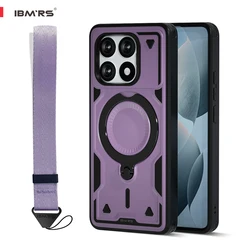 Shockproof Kickstand Phone Case with Lanyard - Frosted Matte Hard Shell for Redmi K70E (Purple)