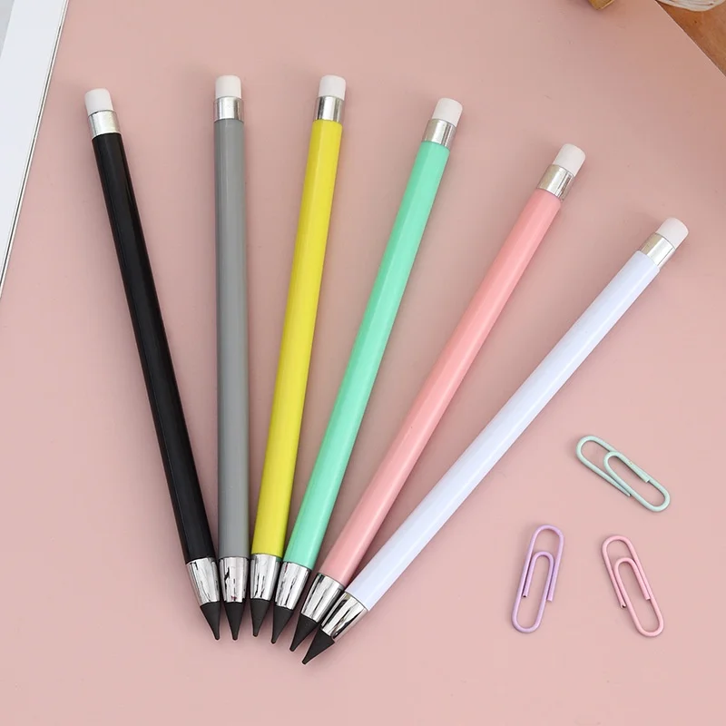 6 Pcs/Set Everlasting Pencil Unlimited Writing Metallic No Ink Pen Erasable Pencil Kawaii Stationery School Supplies 4