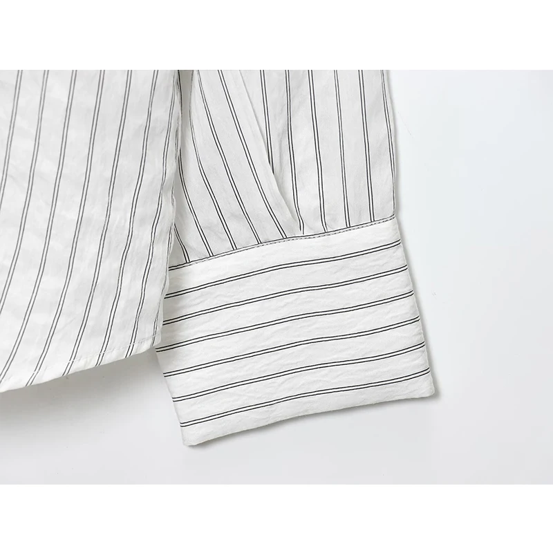 Chic Fashion Stripe Shirts for Women 2025 New Long Sleeve Flower Lace Elegant Women's Streetwear Casual Shirt And Blouse Top ﻿