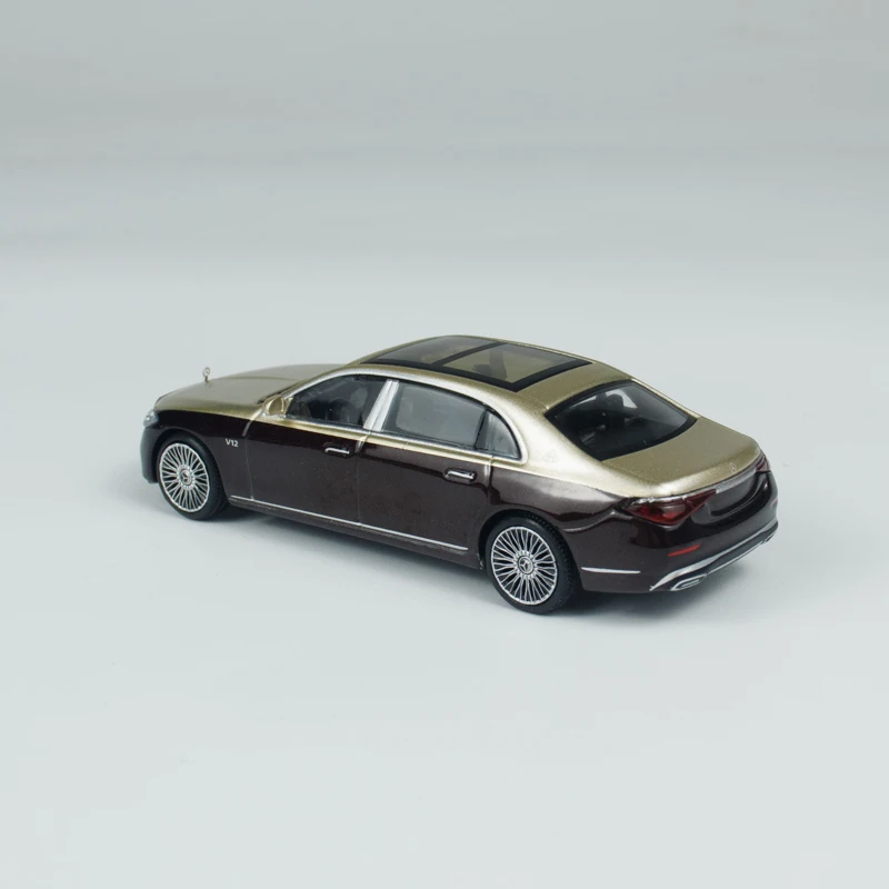 MINIGT 1:64 메르세데스 마이바흐 S680 골드/다크 레드 메탈릭 MGT 합금 자동차 모델 962