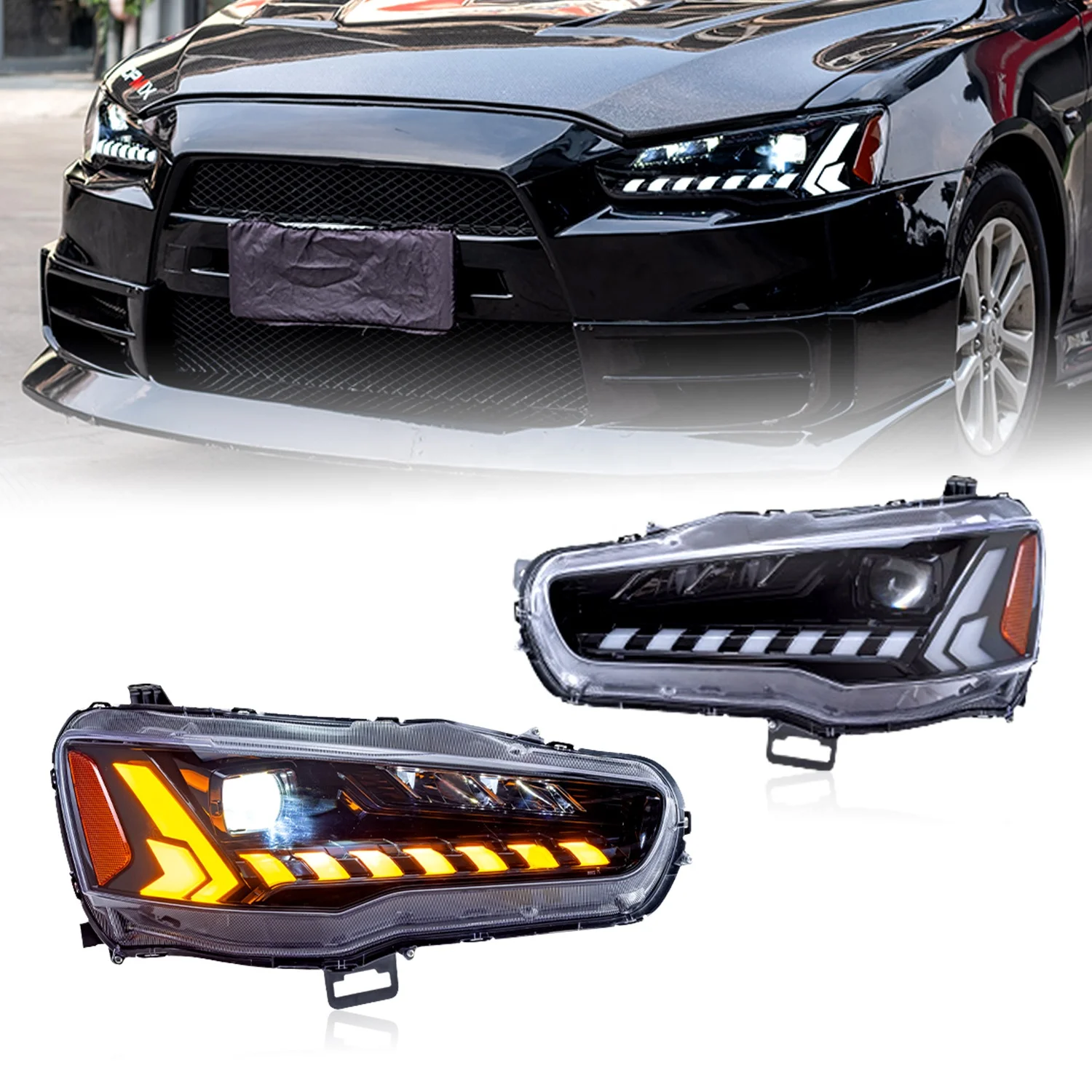 

HCmotion Factory E-mark Start UP Animation Sequential Head lamp Lancer ex evo 2008-2017 LED Headlights For Lancer