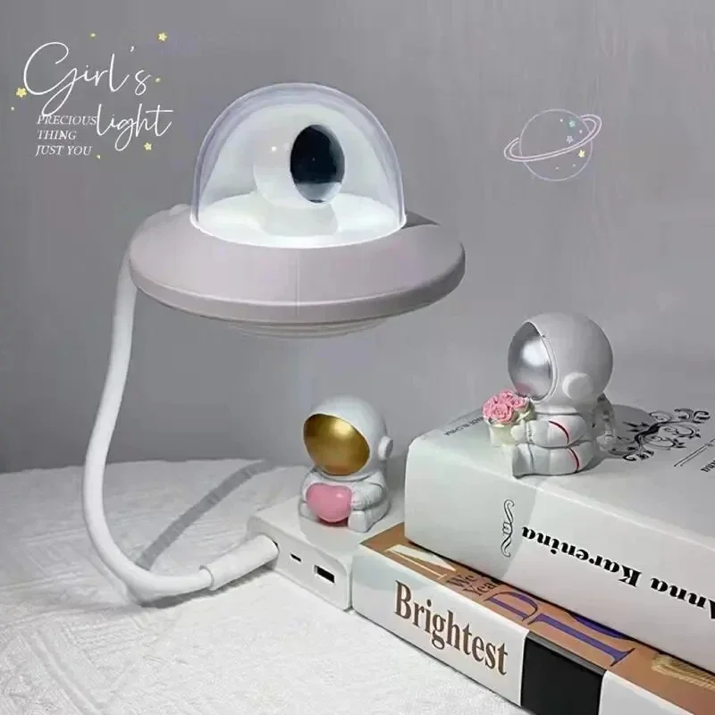 

LED bedroom bedside ambient light desktop eye protection USB powered Creative astronaut flexible night light reading light
