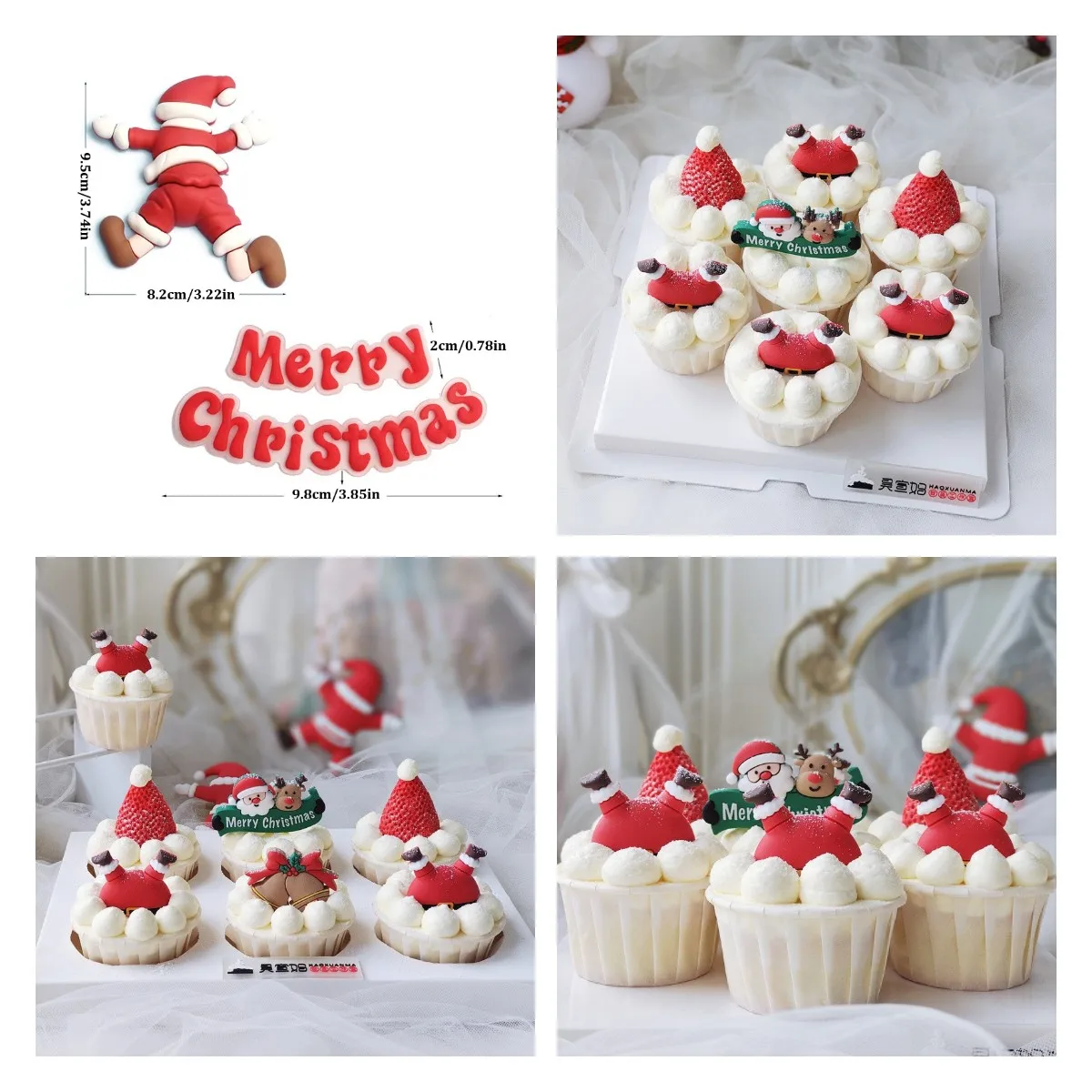 

Cake Deocration Supplies Soft Plastic Santa Claus Lying In The Snow Cake Topper For Merry Christmas Cupcake Chimney Cake Sign