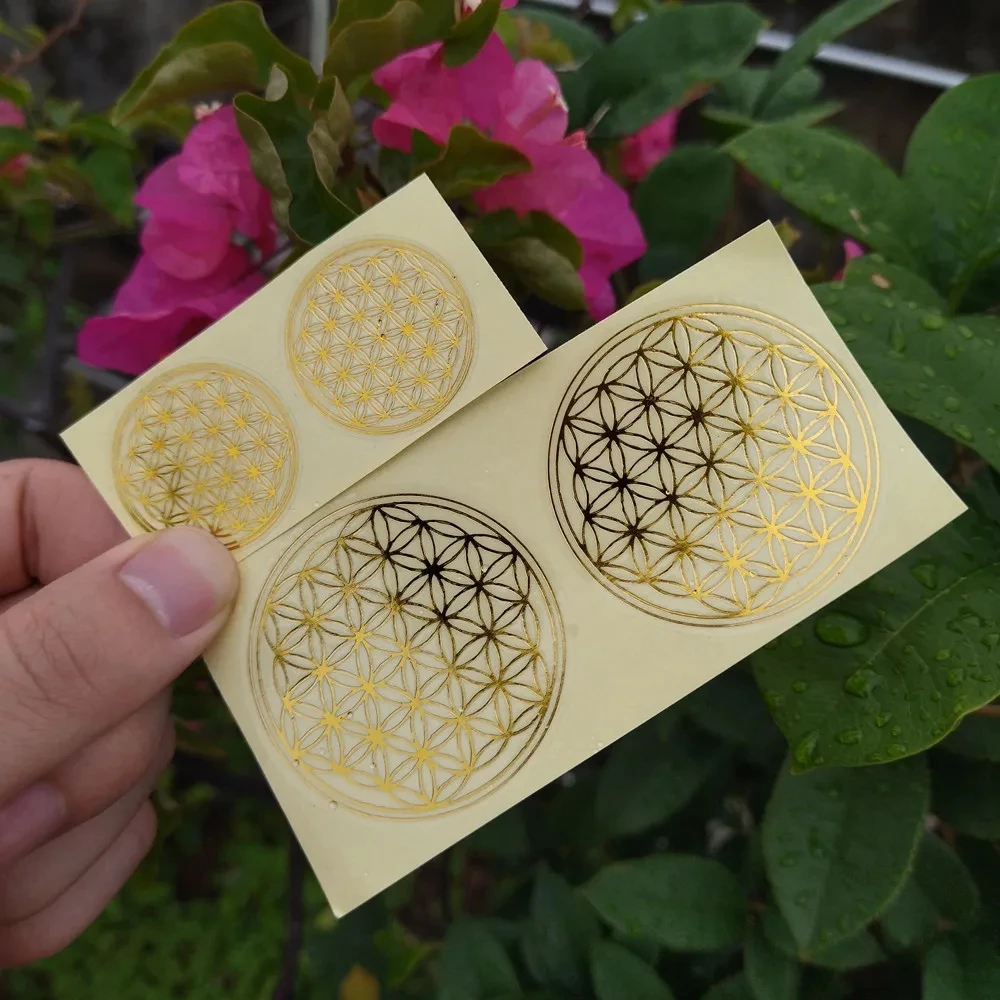 Flower of Life Energy Sticker Golden PVC Transparent Waterproof 60PCS/5CM wall stickers self adhesive stickers vinyl stickers self adhesive wall stickers vinyl wall stickers