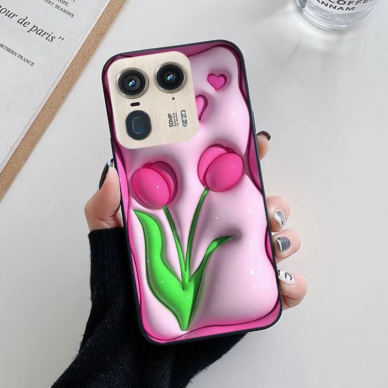 Lovely Cartoon Flower Soft Silicone Phone Cover for Motorola Edge 50 Ultra