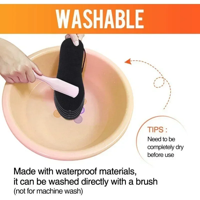 남녀공용 USB 온열 신발 깔창, 따뜻한 양말 패드 매트, 전기 난방 깔창, 세탁 가능, 따뜻한 열 깔창