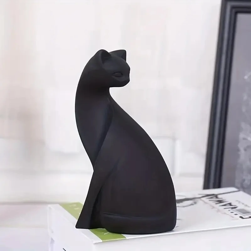 Figurine Chat Décoration Figurine Chat Noir En Résine MagiDeal - Décoration D'intérieur Et D'Halloween Statuette Animalière Collection