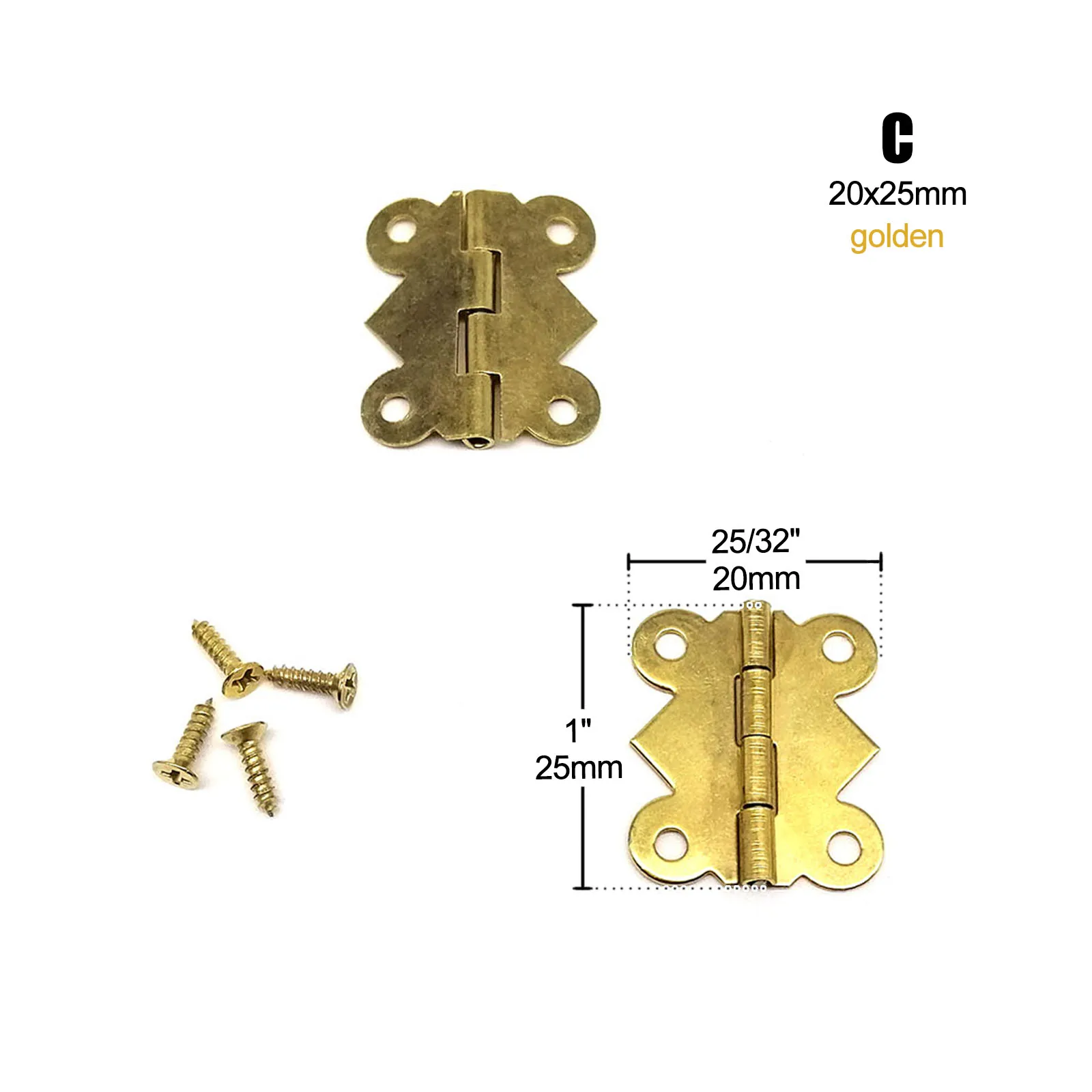 Set of 12 Mini Heavy Duty Extended Butterfly Hinges with Screws for Jewelry Boxes, Gift Chests, and Dollhouse Cabinets