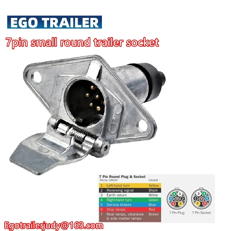 EGO TRAILER 7 PIN ROUND PLUG SMALL FEMALE METAL + 7 PIN ROUND MALE SLIM TRAILER CARAVAN BOAT