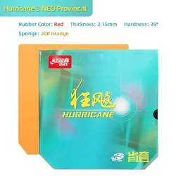 Professional Tacky Table Tennis Rubber with Blue Orange Sponge - DHS Hurricane 3 NEO Provincial (Red 2.15 H39 orange)