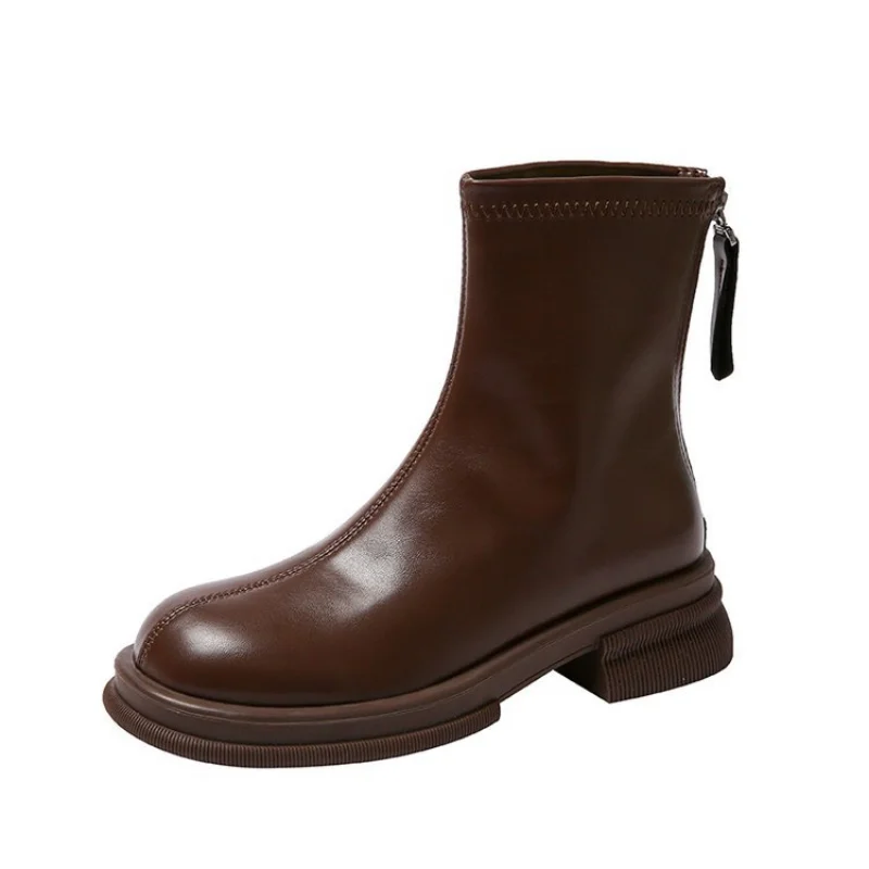 New Women's Boots Luxury Fashion Genuine Leather Short Boots Female Comfortable Women Shoes Elegant Ladies Shoes High Quality