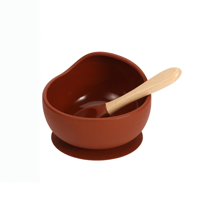 New Colors Feeding Set Food Grade Silicone Bibs Baby Plate Non-silp Suction Bowl Kids Tableware Waterproof Bib BPA Free Spoon Clay