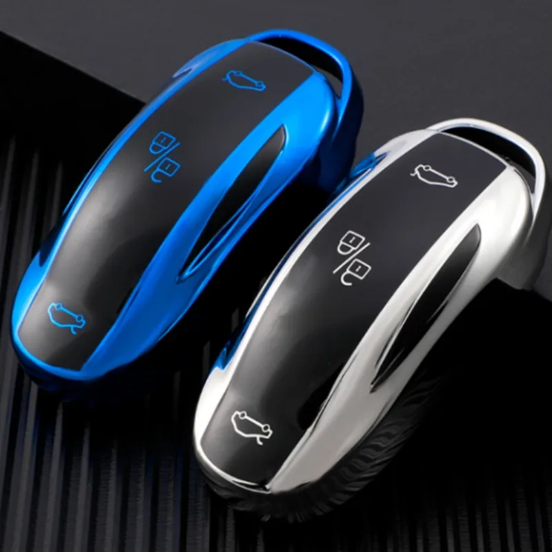 

Electroplate TPU Smart Car Key Cover Case Fob for Tesla Model S Model 3 Model Y Key Shell Bag Holder Accessories Protector