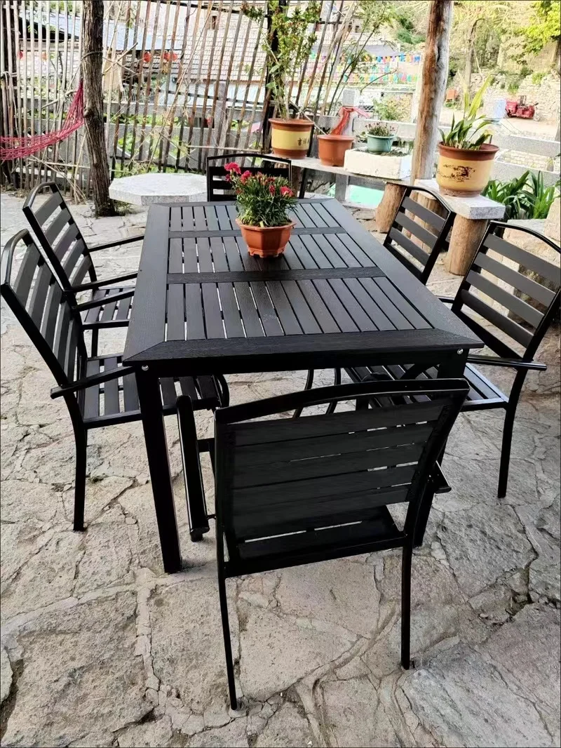 Modern Stackable Wooden Furniture Metal Outdoor Chairs Restaurant Patio Cafe Armchair With Metal Base