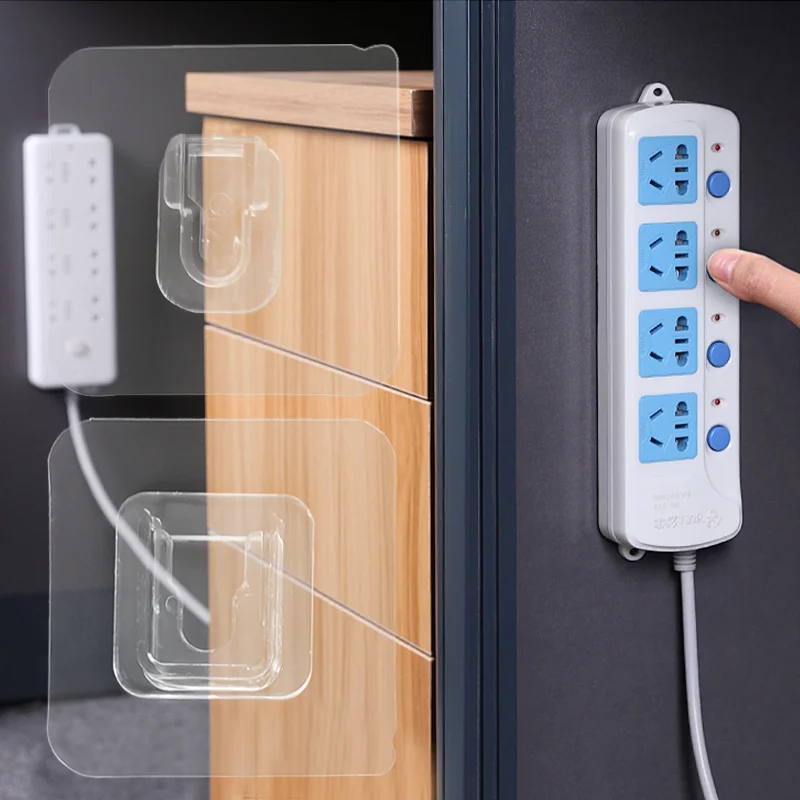 Self Adhesive Hook Invisible Double-sided Traceless Snap Holder Multi-functional Plug Socket Retainer Home Bedroom Hook Kit