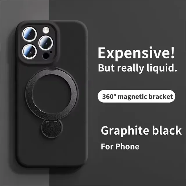 Original Liquid Matte Magnetic Stand Phone Case for iPhone 17 16 14 15 Pro Max For Magsafe Wireless Charge Shockproof Back Cover