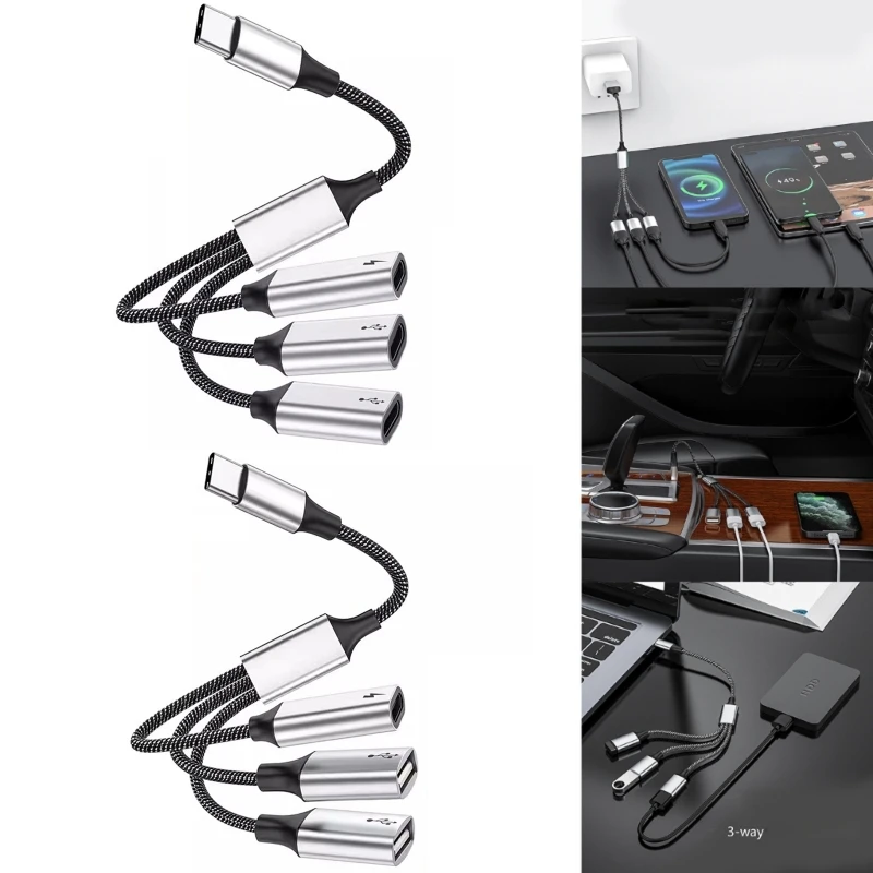 USB C 허브 5 in 1 어댑터 PD60W 고속 충전 + 데이터 전송 TypeC 분배기 R9UA