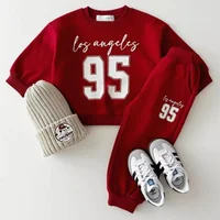 Autumn New Children Long Sleeve Sportswear Set Boys Girls Letter Print Sweatshirt + Pants 2pcs Suit Kids Casual Sports Outfits